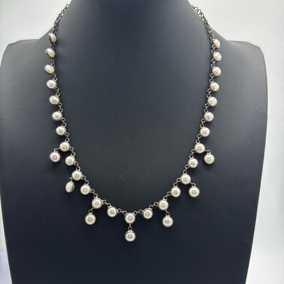 Antique Sterling Silver & Pearl Necklace - Picture 1 of 3